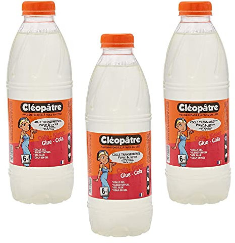 CLEOPATRE Lot de 3 Flacons de Recharge 1 Litre de Colle synthétique transparente