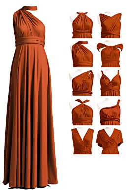 72styles Robe Infinity avec bandeau, robe de demoiselle d'honneur convertible, longue, grande taille, robe portefeuille torsadée, orange brûlé, Taille Unique