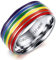 XUANPAI Custom personalisierte Edelstahl Gay Pride Rainbow Beziehung Verlobungsringe Ehering für schwule Lesben Paare, Größe 64