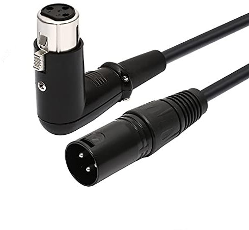 Oluote Câble 3 Broches 90 Degrés à Angle Droit vers XLR Câble Coudé à 3 Broches vers XLR Câble D'extension Audio pour Microphone (0,2M) (B)