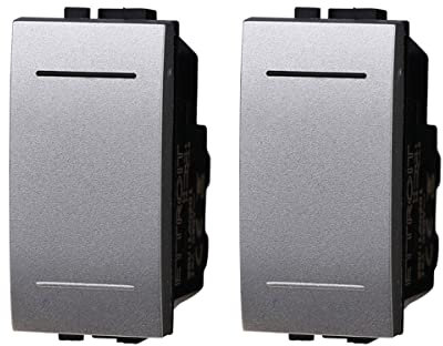 2 Pezzi Interruttore Unipolare 1P 1M 16A, Compatibile Con Bticino Living Light (Grigio)
