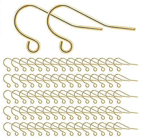 Ohrring Haken 925 Sterling Silber Ohrhaken für DIY Ohrhänger Schmuckherstellung Ohring Zubehör 300 Stück, 14K Vergoldetes Gold