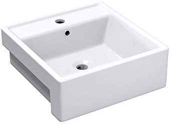 Sogood Lavabo à Encastrer Blanc Vasque en Céramique Lave Mains Carrée de Qualité pour Salle de Bain 41x41x15cm Meissen202-410