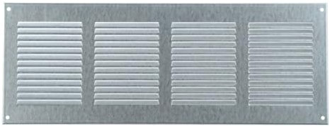 Steinberg14 Grille d'Aération Rectangulaire 400x150mm - Acier Galvanisé Grille de Ventilation en Métal - Registre d'évacuation d'air Avec Moustiquaire - Couvercle d'évent Interne pour Mur et Plafond