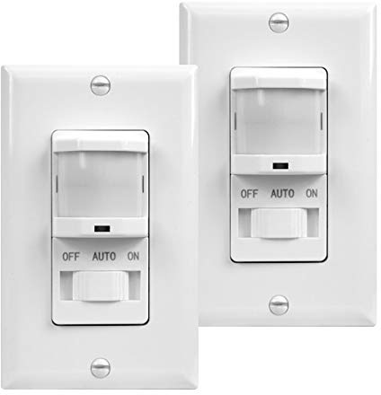 TOPGREENER Occupancy/Vacancy PIR Motion Sensor Light Switch, White, 2 Pack