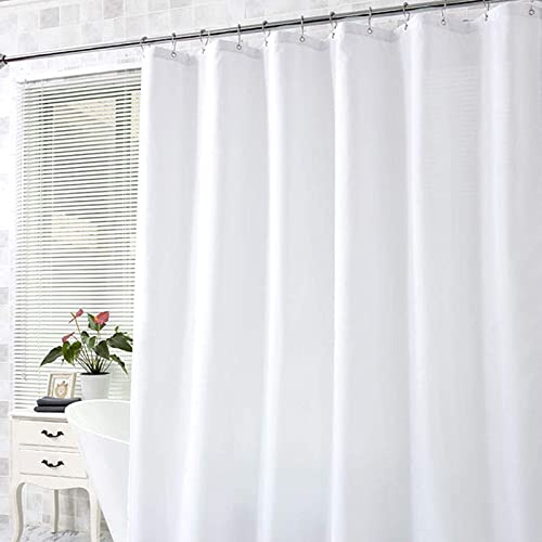 DEARARTBath Cortina de Ducha Blanca Pura para el baño, 180cm (L) × 180cm (W) Tela Cortina de Ducha Conjunto con Grommet y Ganchos, Resistente al Agua Impermeable