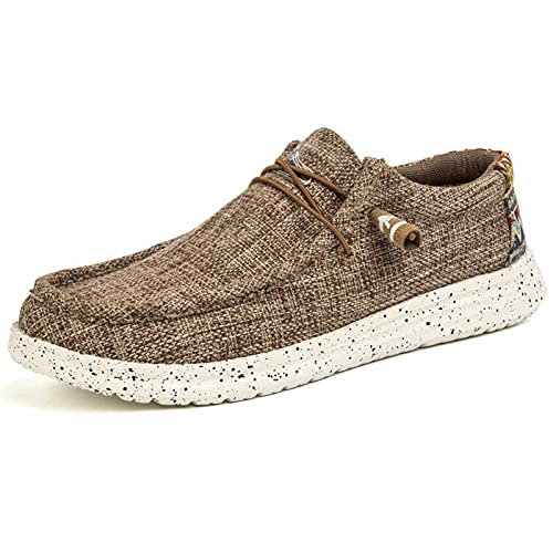 BLBK Zapatos de lona para hombre Zapatos casuales Zapatos planos Zapatos de guisantes Zapatos de conducción Zapatos de barco Adultos Zapatos de verano, café, 41 EU