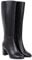 Hotberry Damen Stiefeletten Warme Lange Stiefel Hohe Boots Elegante Sexy Runde Zehe Plattformen High Heel Frauen Herbst Winter Reißverschluss PU Lederstiefel Schuhe, Schwarz, (43 EU)