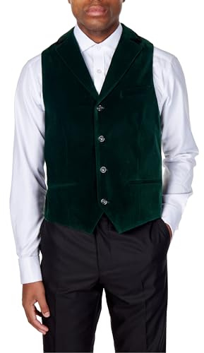 Xposed Mens MAK Green Soft Velvet Waistcoat Wedding Party Retro Tailored Fit Suit Vest