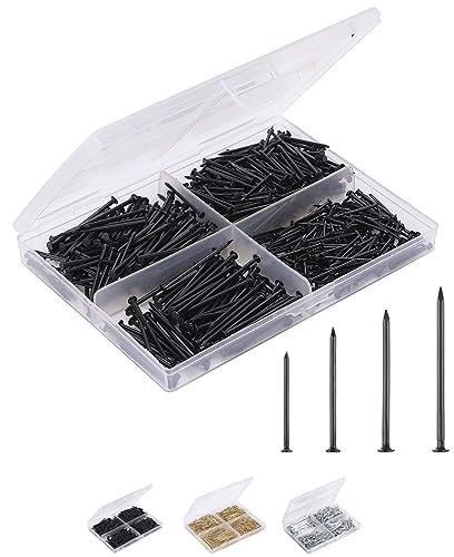 Mr. Pen- Nail Assortment Kit, 600 Pcs, 4 Sizes, Black, Small Nails, Nails for Hanging Pictures, Finishing Nails, Wall Nails for Hanging, Pin Nails, Hardware Nails, Assorted Nails, Galvanized Nails
