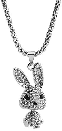 ClodeEU Jewelry for Women Girls Full Diamond Rabbit Pendant Women's Necklace Jumping Personality Long Sweater Chain Pendant Wedding Gifts for Special Occasion