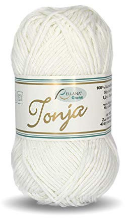 Rellana Tonja,Schulgarn,Baumwollgarn,100% Baumwolle,Topflappengarn,50gr. 85m, (301 weiß)
