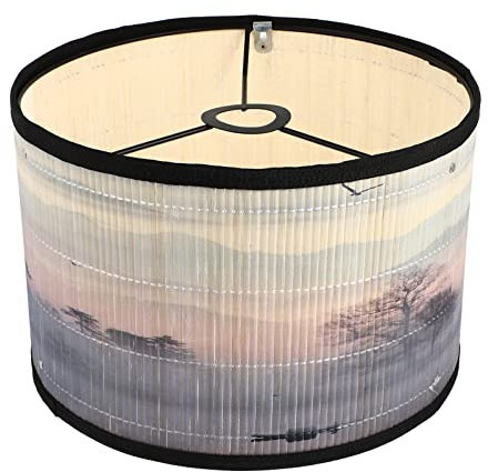 OSALADI Rattan Kronleuchter Lampenschirm Chinesisches Muster Japanischer Stil Hängender Lampenschirm Clip auf Lampenfassung für Wand Deckenleuchte Boden