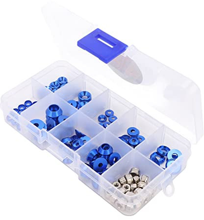 Drfeify RC Car Nut CNC-Bearbeitung RC Bolt Washer Compact Lightweight Kit für RC Automobile für 1/10 RC Car (Blau) Sonstiges Zubehör