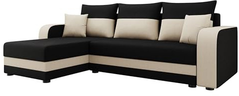 Mirjan24 Ecksofa Nolatio, Eckcouch, L-Form Couch für Wohnzimmer, Sofa mit Bettkasten und Schlaffunktion, Ottomane Universal, 3 Sitzer Polsterecke mit Bettfunktion (Lux 23 + Lux 01)