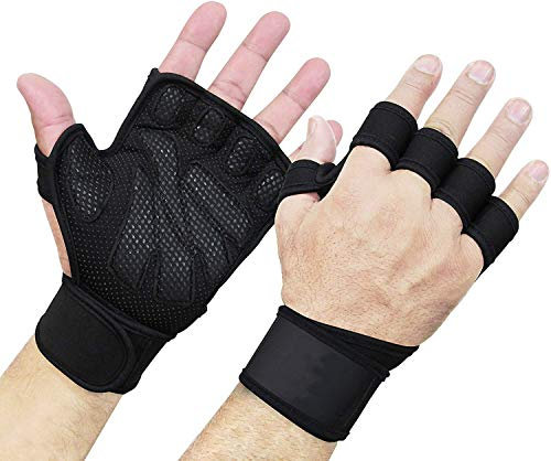 HOUSON Fitness Handschuhe mit Handgelenkstütze, Trainingshandschuhe Anti-Rutsch Gewichtheben Workout Krafttraining Trainingshandschuhe für Crossfit, Bodybuilding, Calisthenics, Powerlifting M