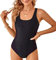 TcIFE Costume da Bagno, Sportivo Costume Intero Donna Tuta da Nuoto Un Pezzo Nero Atletico Racerback Costumi Interi Monokini, Nero Viola, XL