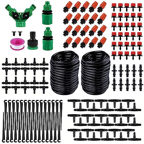 BIGP - Sistema de riego para jardín, 30 m, micro riego por goteo (kit de riego automático, kit de riego automático, kit de riego por goteo para jardín, césped, planta, paisaje, huerto