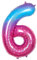 Ponmoo Foil Palloncini Numeri 6 Rosa-Blu Gradiente 40 (101cm), Gonfiabili Elio o Aria, Gigant Numero 0-9, 10-29, 30-100, Granda Palloncino per Anniversario, Decorazione Feste di Compleanno