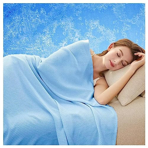 ARRITS Kühlende Decke für Sommer Heißen Nächte, Leichte Dünne Sommerdecke Decke Bambus Microfaser, Kühldecke für Menschen Kühlende Matratzenauflage für Bett Sofa und Überall (Blau 90x100 cm)