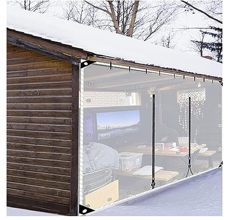 Lona transparente for puerta con cremallera, Lona impermeable transparente, Lona impermeable a prueba de polvo, Material de PVC con cremallera impermeable transparente, for porche/pérgola/pabellón ( S