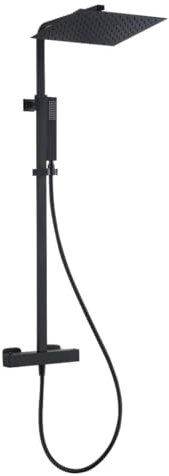Essebagno Square II colonne de douche carrée thermostatique noire