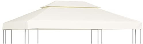 ZEYUAN Recouvrement de Remplacement d'auvent 310 g/m² 3x4m Blanc crème,Housse De Rechange pour Parasol,Anti-UV Parasol