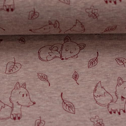 Alpenfleece LEAH | Kuschelsweat | Füchse, altrosa | ab 50 cm | Meterware