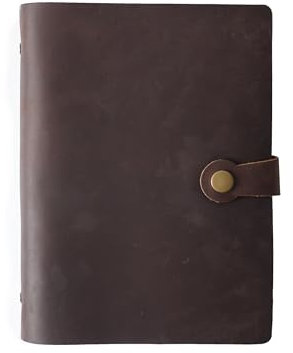 KISSKI·H Olvido A5 Binder Leder Journal Notizbuch, nachfüllbares Reise-Notizbuch mit Druckknopf, 6-Ringbuch, Schreibfolio-Cover, vielseitiges Tagebuch/Planer/Skizzenbuch/Scrapbook, Dunkelbraun
