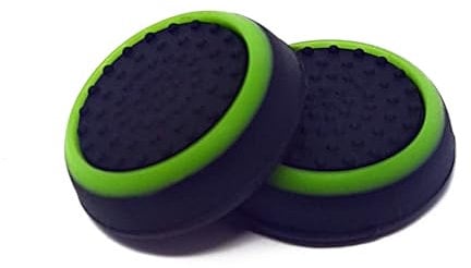 1 par de empuñaduras de goma para Nintendo Switch (2 piezas) (negro con anillo verde)