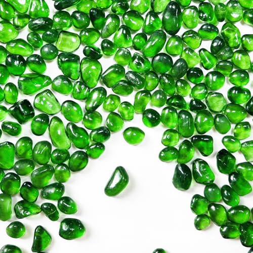 Glassteine für Aquarien, 0,4 kg, Grün, für Aquarien, Dekoration, Aquarium-Kies, Aquariumsteine, Glassteine, Perlen, Kieselsteine, Sand, für Vasenfüller, Fischschildkröte, Aquarium-Dekorationen