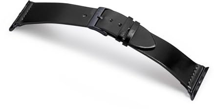 MANUFAKTURWERK Cinturino EPPENDORF | compatibile con Apple Watch 1-9, SE | Shell Cordovan pelle | per uomo e donna | nero, Mezzanotte in alluminio, M (Standard). 42 mm / 44 mm / 45 mm