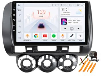 YLOXFW Autoradio Stereo Android 13.0 Navi für H-onda Jazz City 2002-2008 Sat GPS Navigation 9 Zoll Cartablet DVD Multimedia Player FM BT Receiver mit Carplay 4G 5G WiFi DSP SWC,Schwarz,M6 Pro3