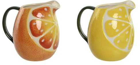 Home ESPRIT Carafe en grès moderne citron orange (2 unités)