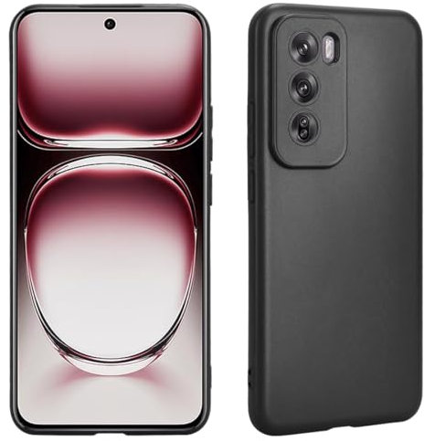 Bihizei Mobile Phone Case for Oppo Reno 12 Pro 5G Case, Antibacterial Protection and Scratch-Resistant Soft Microfibre Lining, Ultra Thin Soft TPU Silicone Protective Case - Black