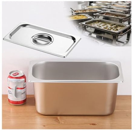 NJDQFA Mahlzeit Zutatenbehälters,Edelstahl Gastro Behälter GN Spülmaschinenfest,Stapelbar Tief Gastronormbehälter,1/3（32.5 * 17.5）,15cm1.2side