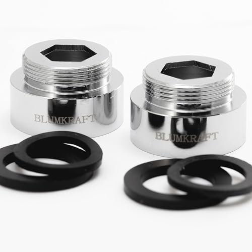 BLUMKRAFT Set di 2 adattatori per rubinetto F26 - M22 in metallo massiccio ottone argentato 26 mm femmina 22 mm maschio (F26-M22/M22-F26)