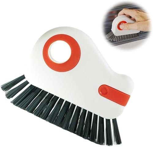 2 in 1 Groove Cleaning Brush Window Track Cleaning Tools Multipurpose Hard Bristle Crevice Cleaning Brush with Hidden Scraper, Shutter Door Window Track Kitchen Cleaning Kit (Orange)