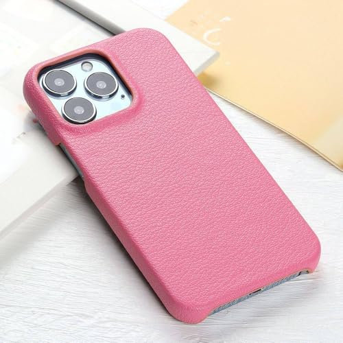 FORLUZ Custodia in pelle a grana litchi per iPhone 14 15 13 11 12 Pro Max 13 Mini XR X XS Max 14 Plus Cover posteriore, rosa, per iPhone 13 Mini