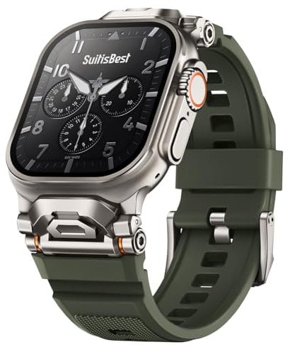 Suitisbest Rugged Straps Compatible with Apple Watch Ultra Strap/Apple Watch Ultra 2 Strap, Silicone Bands with Metall Connector and Clear Bumper for iWatch 49mm