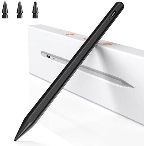 BAZO Lápiz para iPad Apple - 2018-2025 Pencil de 2ª generación de Carga rápida Palm Rejection Sensibilidad Stylus para iPad Pro 13''/12,9''/11''/iPad 6-11(A16).Gen/Mini 5/6.Gen/Air 3/4/M3-Negro