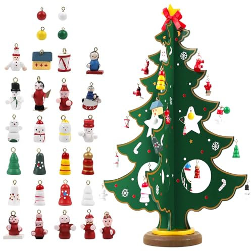 Calendario Avvento 2024 Bambini Decorazioni,Albero di Natale in Legno Fai da Te Natale Ornamento,Albero di Natale Piccolo in Legno Addobbi Natalizi,per la casa