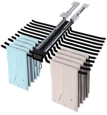 Organisateur de penderie extensible - Cintre de pantalon - Pour vêtements - Accessoires de garde-robe - Porte-cintres - Porte-pantalons - 15 kg - 22 barres de suspension (noir)