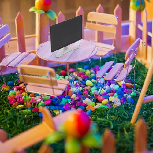 Miniature Tv, Black Plastic, 1:12 Scale Dollhouse Furniture, Realistic Simulation Television for Pretend Play and Miniature Accessories
