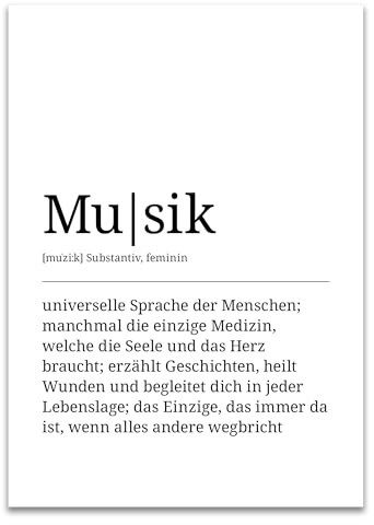 ARTFAVES® Poster Definition Musik | Worterklärung Duden Lexikon Wanddeko Wandbild Spruch als Geschenk | ohne Rahmen | 30 x 40 cm