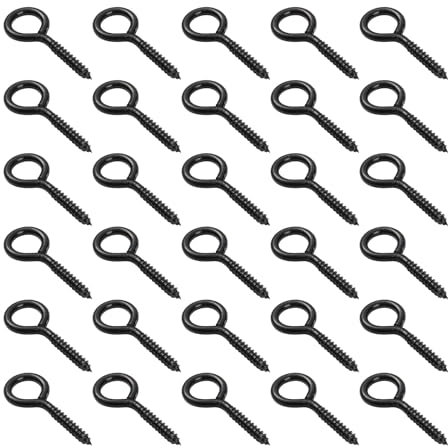 30PCS Eyelet Screws, 30mm Eyed Screw Hook Self Tapping Screws Heavy Duty Screw-In Eye Screw Tightening Screw Ring Screw Eye Bolt Ceiling Hook for DIY Cork Crafts Curtain Rope Hanging Wooden Frame