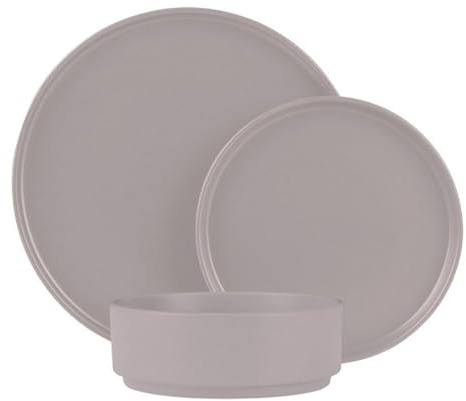 Berlinger Haus Set da pranzo, 18 pezzi, collezione tortora, stoviglie in gres di alta qualità, lavabili in lavastoviglie e adatti al microonde