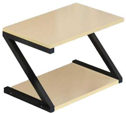 AV-Media-Ständer mit offenem Stauraum für Wohnzimmer, Büro, Theater und Aufnahmestudio, CD-Player-Ständer aus Holz, Schwarz + Weiß, Ahorn, 2-stöckiges Audio-Regal