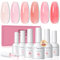 PEACECOLOR Vernis Semi Permanent Transparent Nude Rose 6 Couleurs 10ml, Vernis Gel UV Semi Permanent Lot Vernis à Ongles UV/LED Gel Nail Polish Soak Off Manucure Set