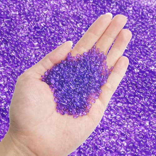 Keedolla Purple Aquarium Glass Pebbles Stones, 3 LB Aquarium Decorative Stones Fish Bowl Rocks Gravel for Betta Fish Tank, Vase Filler, Succulent Plants Decor